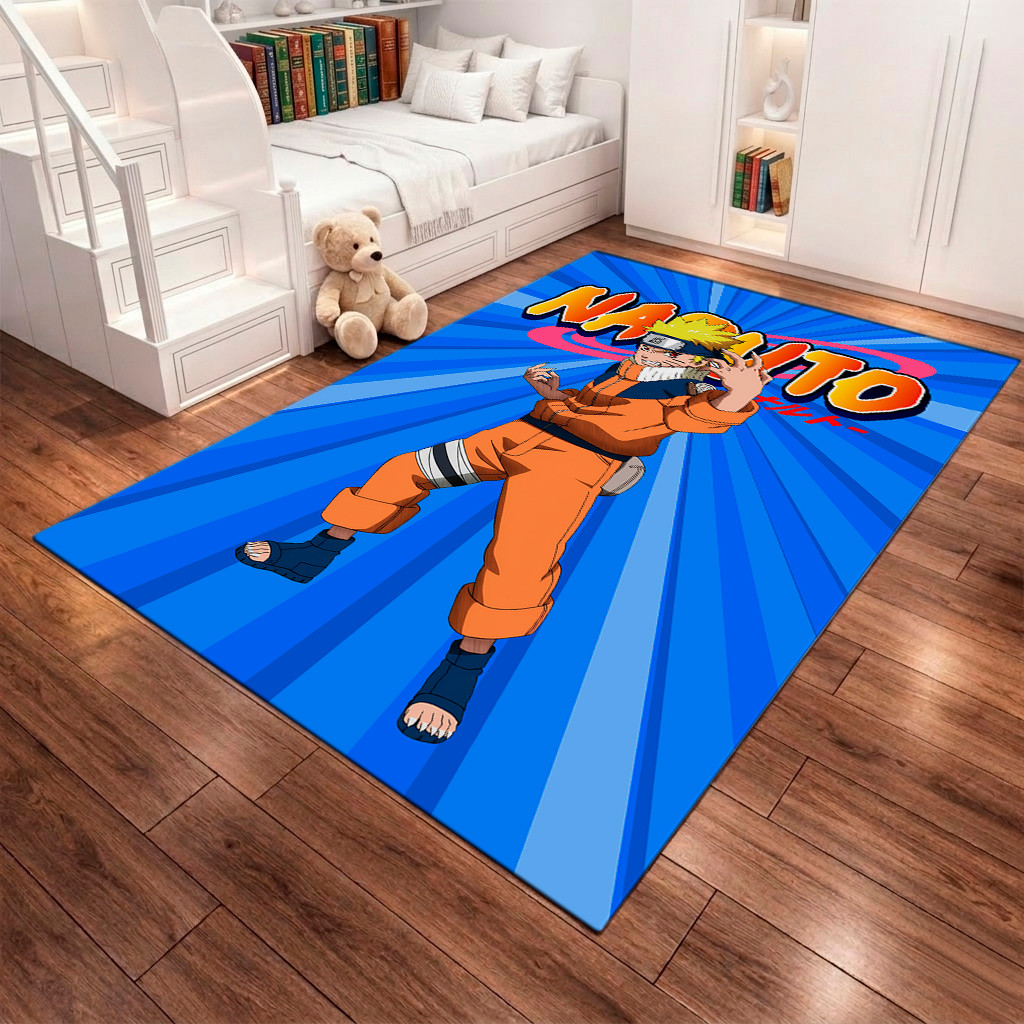 Tapete Grande Quarto Menino Infantil Antiderrapante Retangular Anime Ninja Boruto Uzumaki