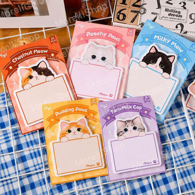 Bloco de Notas Gatinho Kawaii 20 Folhas Papelaria Fofa Memo Pad para Recados e Anotações