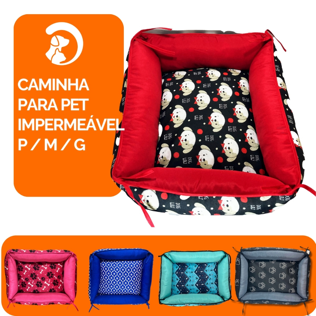 Caminha Pet Cama Lavável Premium Com Zíper P M G Cachorro Gato Escolha a Cor