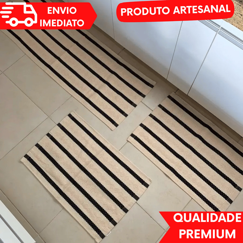 Jogo de Passadeiras Cozinha Moderna Tapetes Decorativos Premium Ideal para Cozinha Residencial