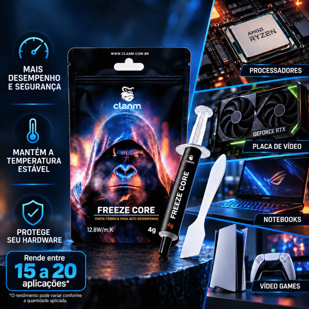 Pasta Térmica CLANM Freeze Core 4g CPU GPU PC Gamer Notebook Console Não Condutiva Dielétrica Cinza