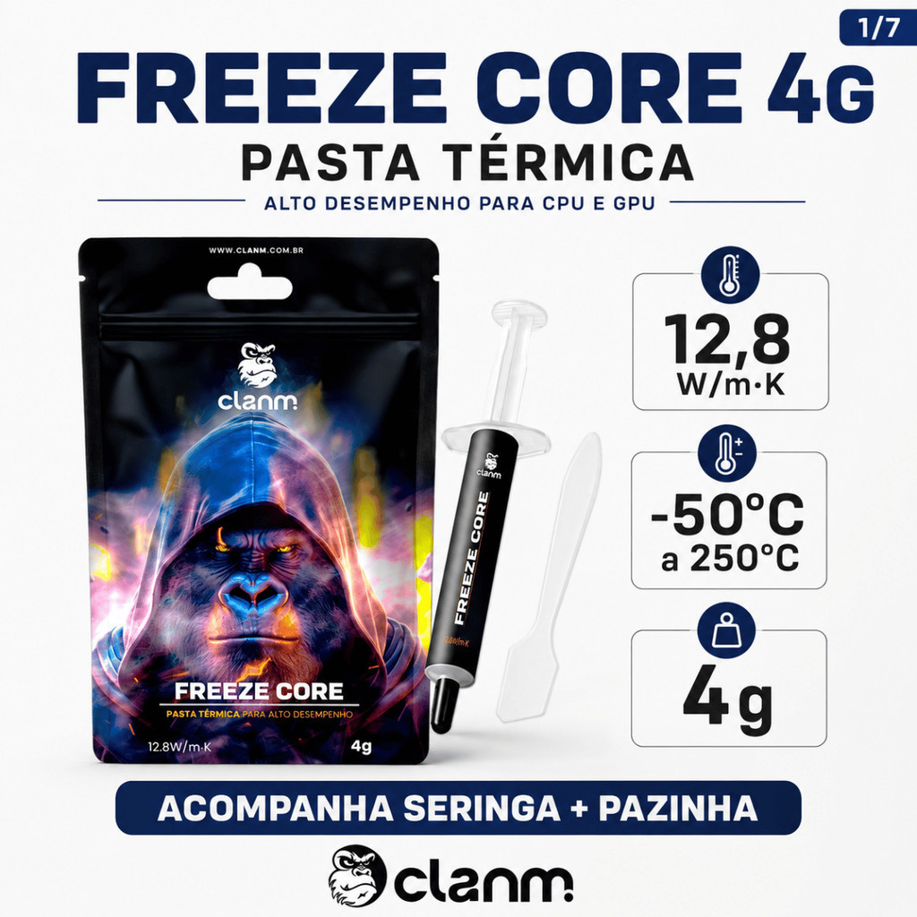 Pasta Térmica CLANM Freeze Core 4g Seringa Pazinha Placa de Vídeo PC Gamer Console Cooler Dissipador