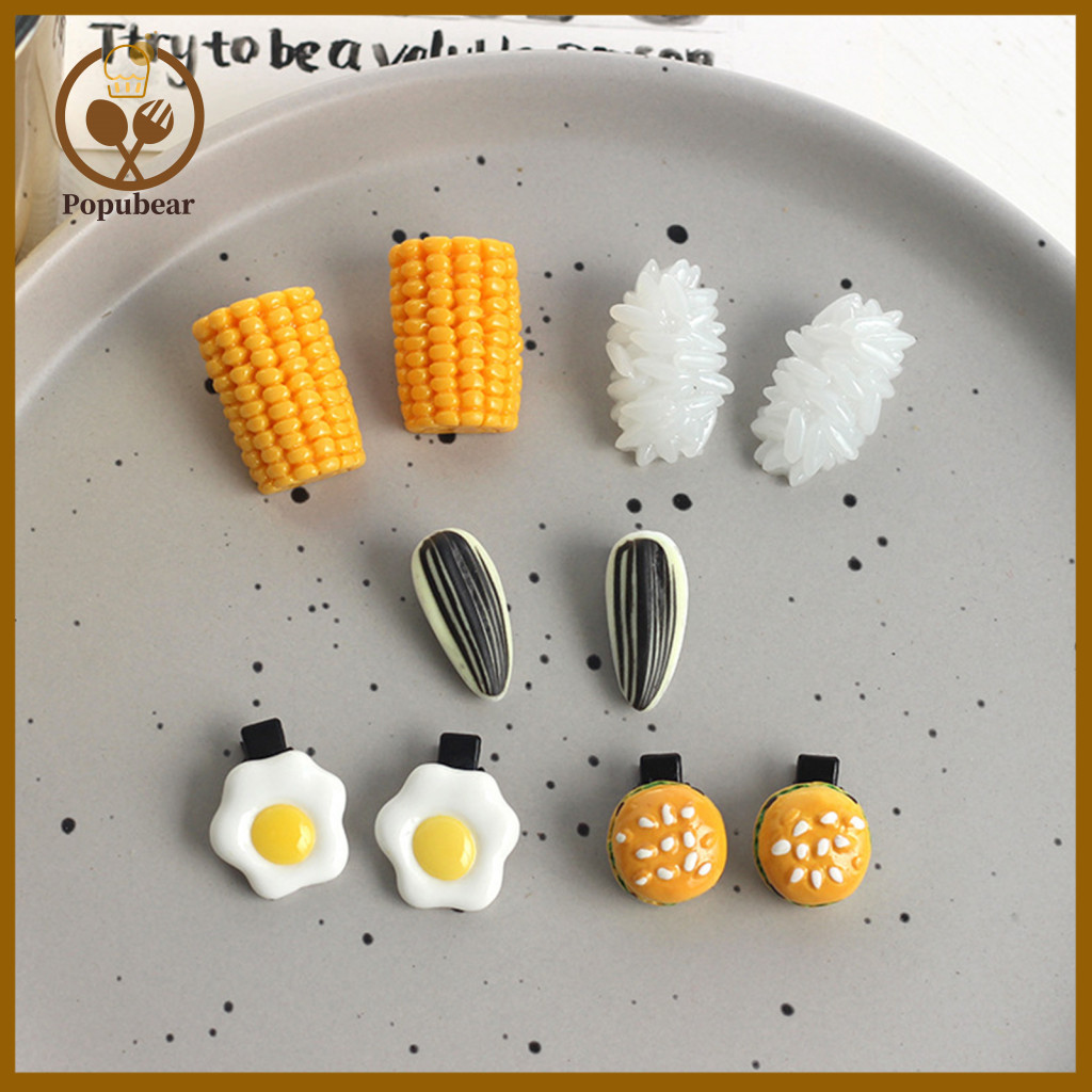 Scalp Friendly Hairpin Realistic Breakfast Hair Pin Clip Cute Chuck Design Side Bang Stable Grip No Damage Small Daily T