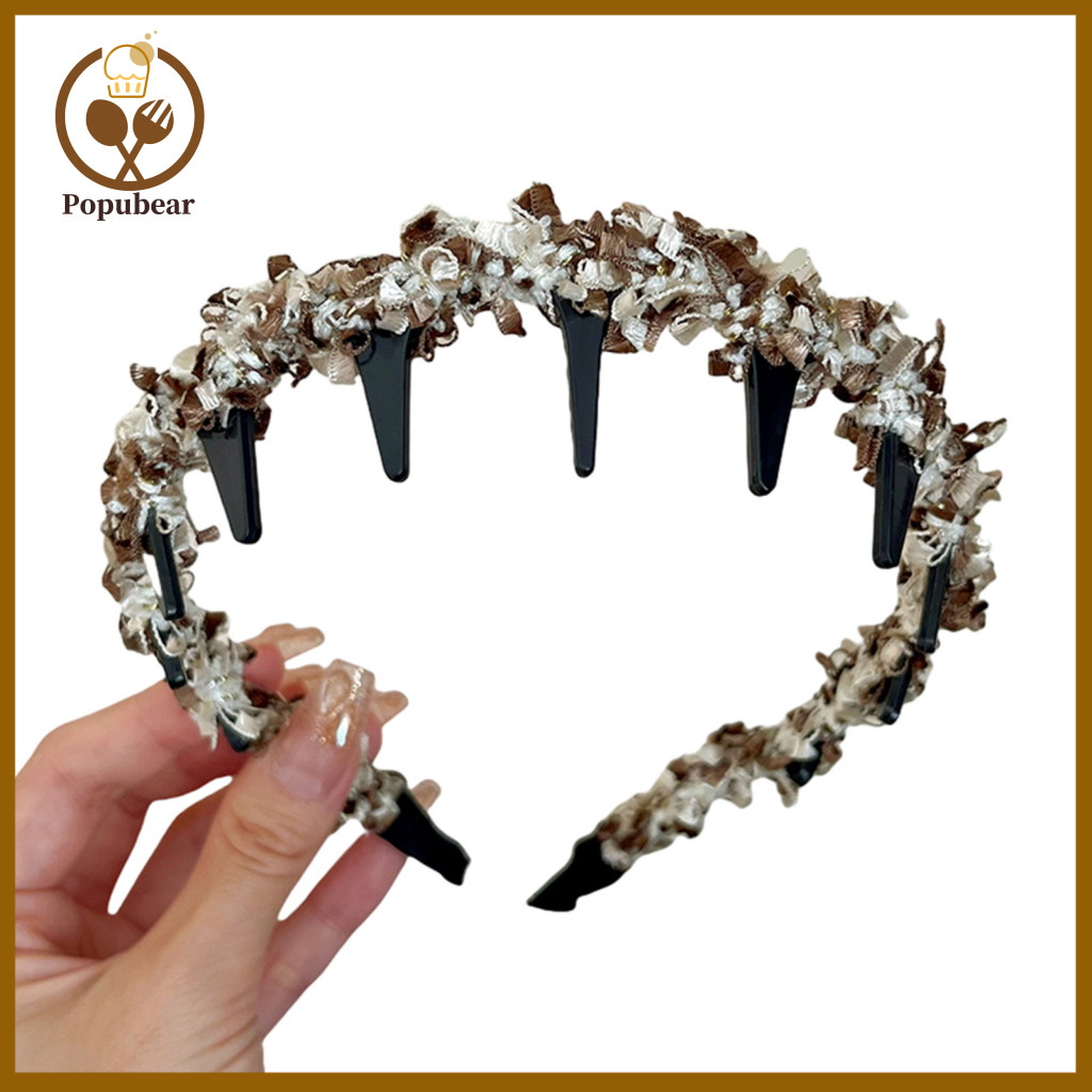 Skin-friendly Headband Comfortable Wavy Tweed for Women – Non-slip Braided Hair Hoop with Toothed Design Volume-boosti