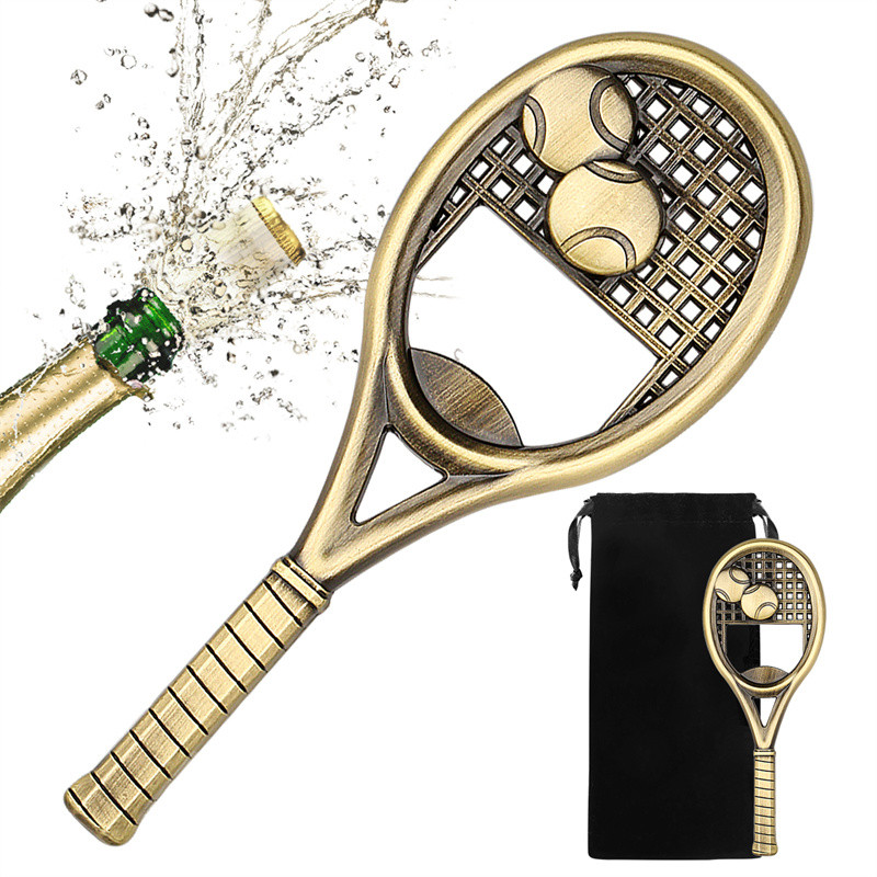 Creative Tennis Racket Shape Bottle Opener Metal Beer Opener for Kitchen Club Party Bar Unique Present to Tennis Player
