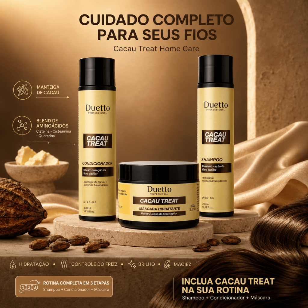 Kit Cacau Treat Duetto Professional Home Care Hidratação Maciez Brilho Cuidado Capilar