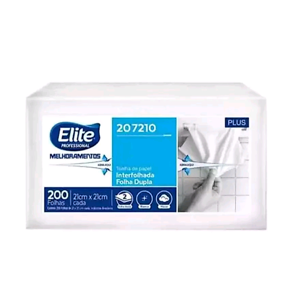 Papel Toalha Folha Dupla Interfolhado  - Elite Professional Plus 200 Folhas CADA