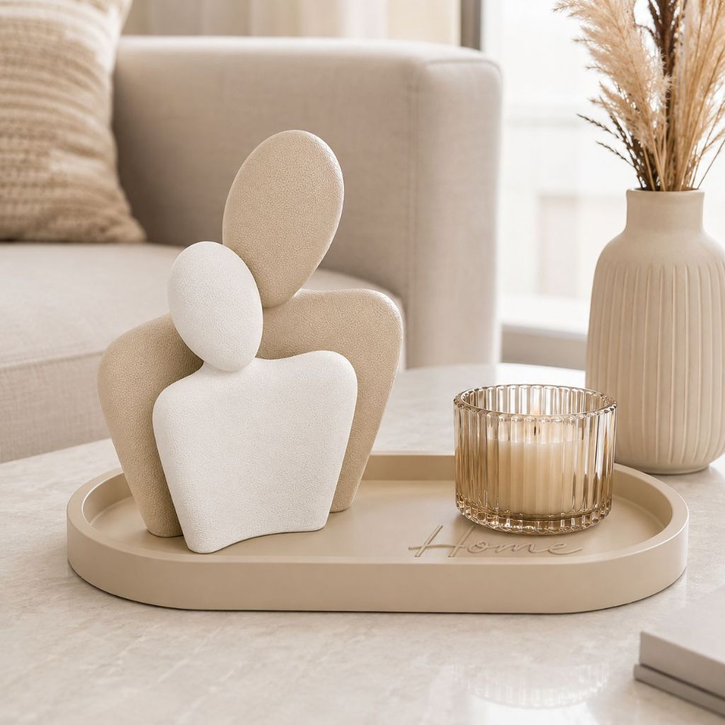 Estatueta Minimalista Casal com Porta Objetos Elegante para Decoração de Interiores e Aparadores