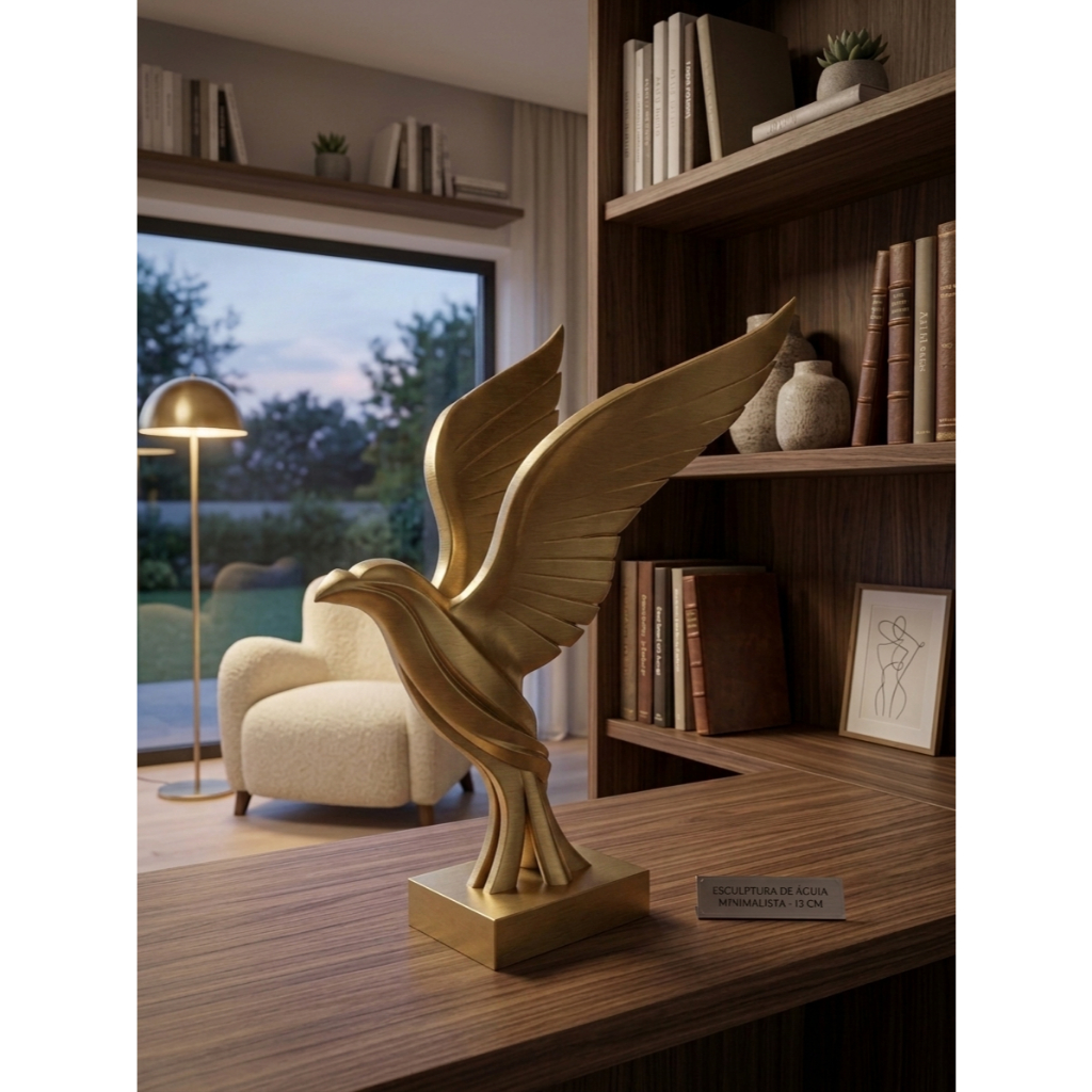 Escultura Decorativa de Águia Estilo Moderno Minimalista 13 CM Luxo Empresário Lider para Decoração de Interiores