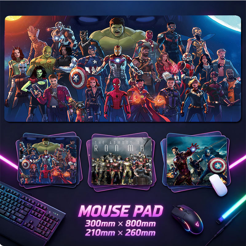 Tapete De Rato Grande De Borracha Para Jogos Marvel Avengers Multi Super Hero Print Mesa Estendido Antiderrapante