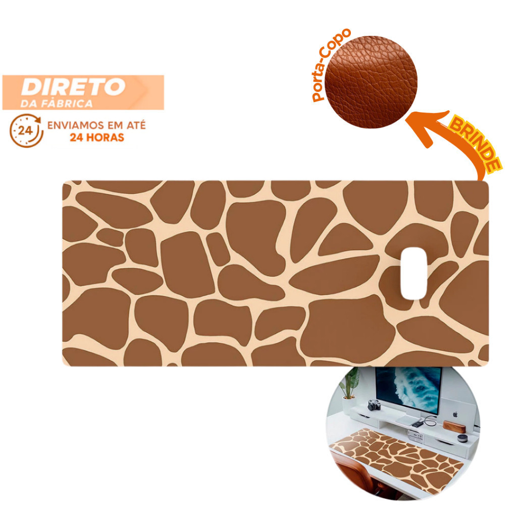 Mousepad Girafa Girafinha Estampa Animal Print 80x30
