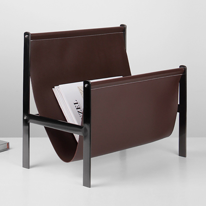 KWN1 Simple and modern leather bookshelf, chair, magazine rack, decorative display pieces, model room, sales office, sto