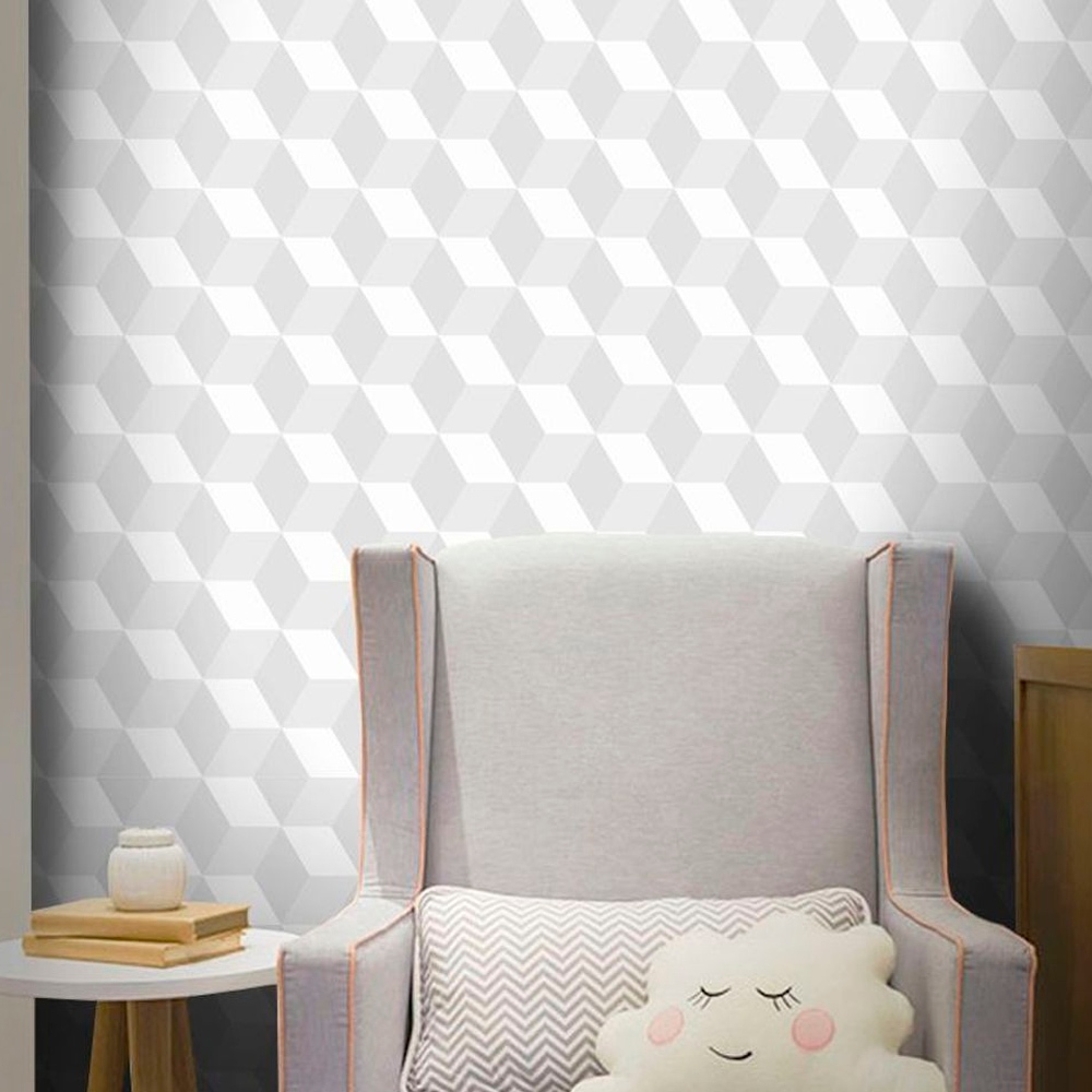 Papel de Parede Cubo 3D Clear - Várias Cores Rolos de 0,58x3,00m Premium - fundo bloqueador