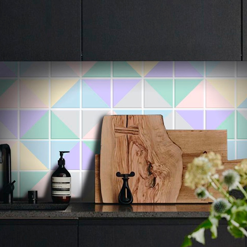 Adesivo Destacável Azulejo para Cozinha Triângulo Clear