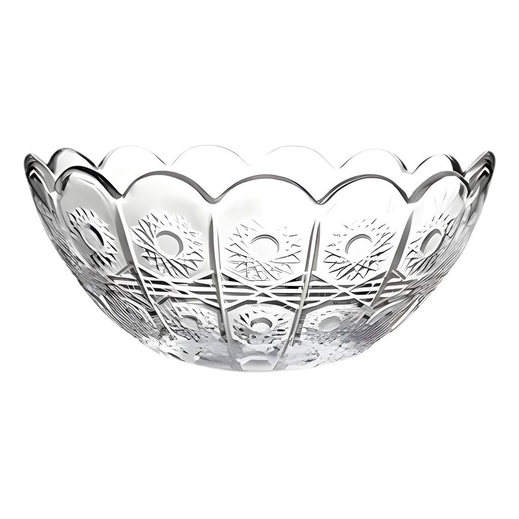 Centro De Mesa Fruteira De Vidro Clear Incolor Bohemia Bowl Grande Decorativo 22 X 10 Cm Em Casa Tem