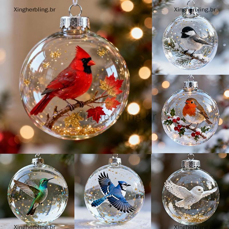 XBBR Nature's Birds Clear Hummingbird Bola De Enfeite De Árvore De Natal Para Decoração De Casa Quente