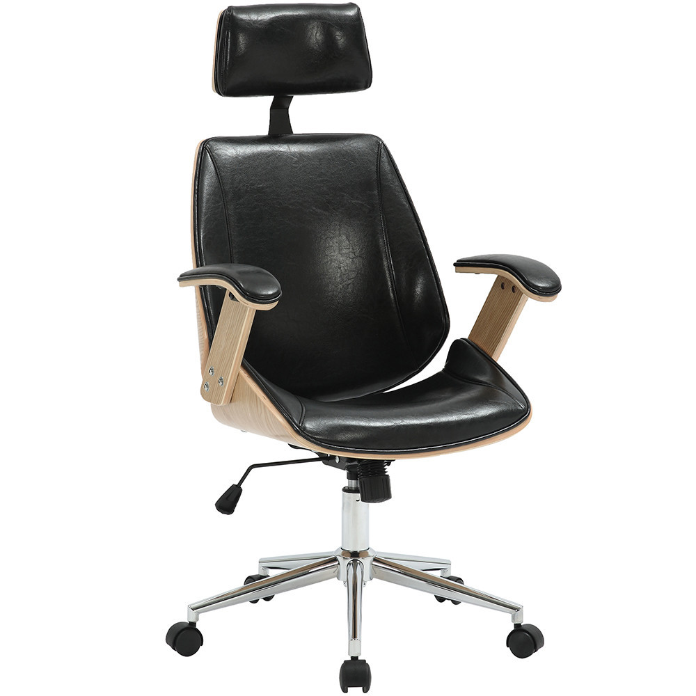 Cadeira Para Escritório Presidente Giratória Office Natural Polaris Corano R01 Preto - Lyam Decor