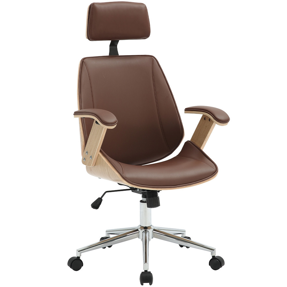 Cadeira Para Escritório Presidente Giratória Office Natural Polaris Corano R01 Marrom - Lyam Decor