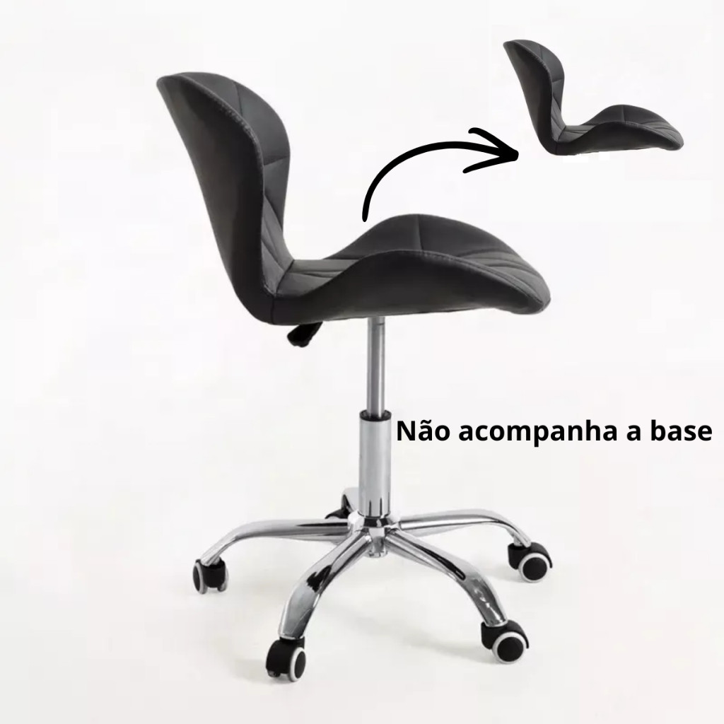 Assento com encosto para Cadeira Slim office Eames Eiffel Slim Wood Estofada Decor Cor Preta