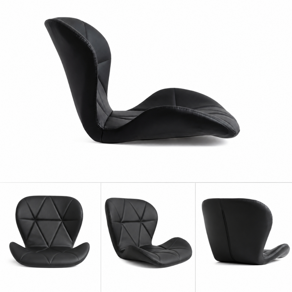 Concha da Cadeira Slim office Eames Eiffel Slim Wood Estofada Decor Cor Preta