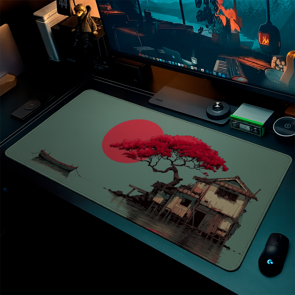 MousePad Speed Gamer Antiderrapante Bordas Costuradas Confortavel Liso Com Estampa House In The Japan Varios Tamanhos