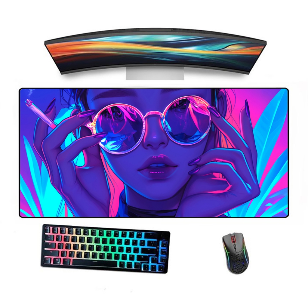 Mousepad Seep Gamer Borda Costurada Ergonómico Estampado E-girl Colors Japan