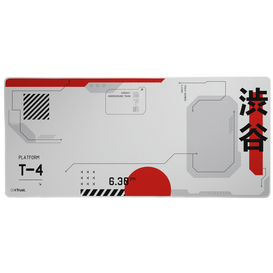 Mouse Pad Gamer Trust Japan White 900x400x3mm Estampa Japonesa Branco e Vermelho Base Antiderrapante GXT 759 25717