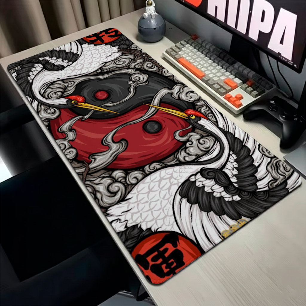 MousePad Speed Gamer Antiderrapante Bordas Costuradas Confortavel Liso Com Estampa Yin Yang Japan