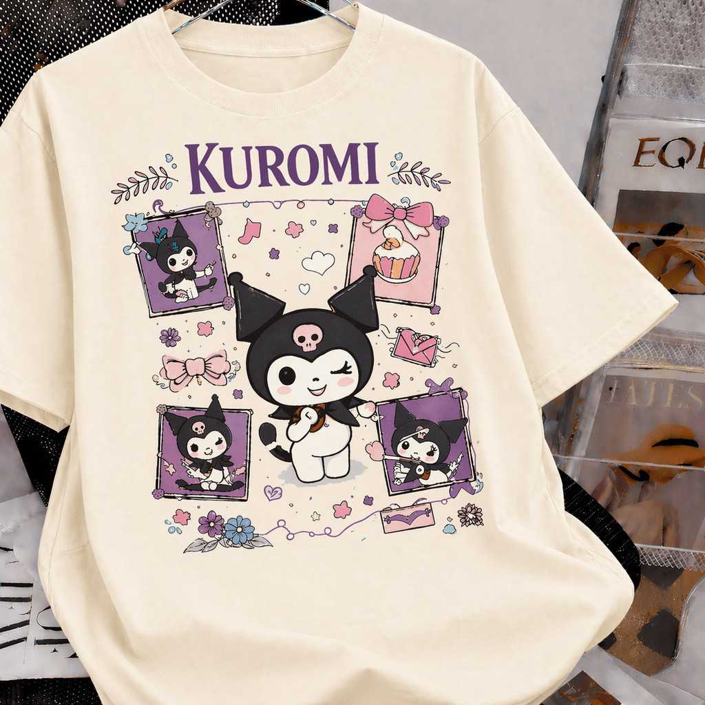Camiseta Kuromi Kawaii Camisa Alternativa Anime Feminina Casual Qualidade Premium