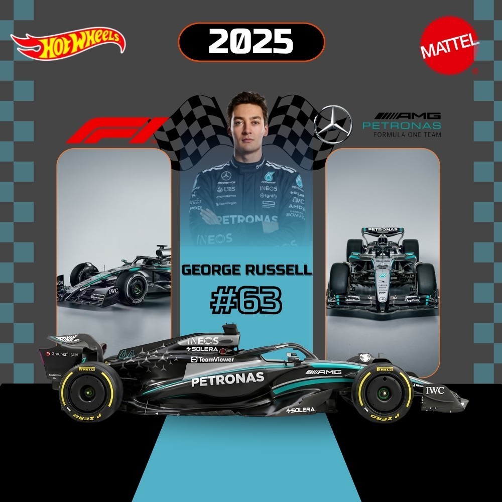 Kit 2 Mercedes F1 George Russell 2025 Hot Wheels Premium