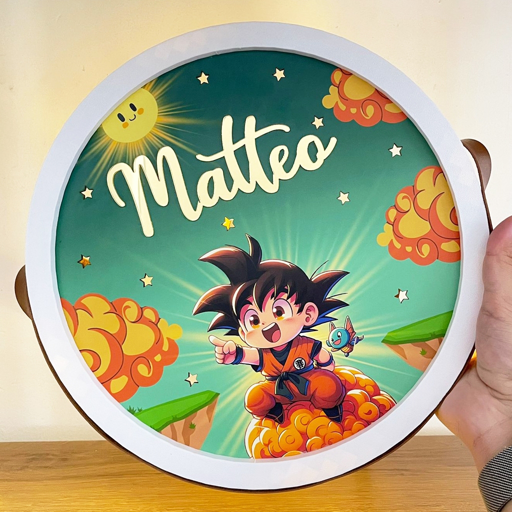 Porta Maternidade Dragon Ball Goku - Com Moldura -  LED -  Personalizado - PM050