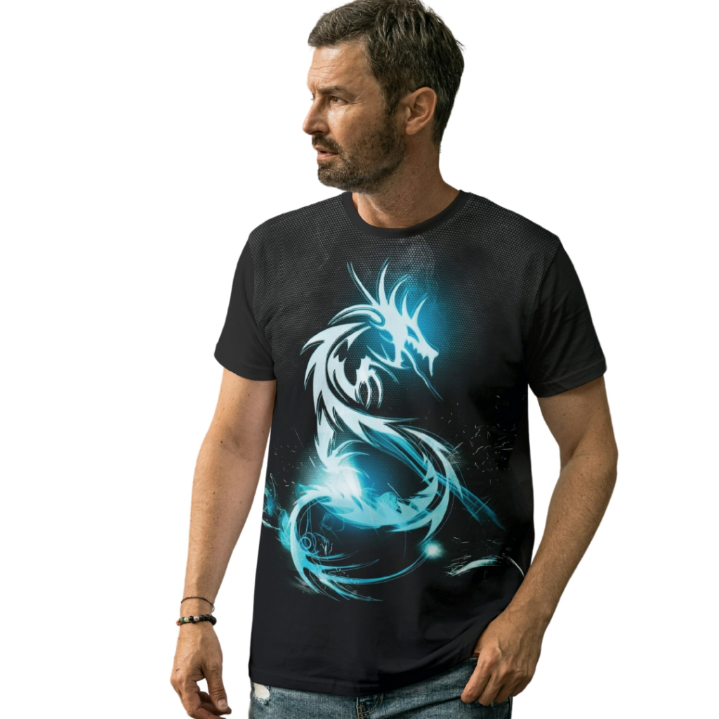 Camiseta Dragao Neon Dragon Tumblr Light Led Iluminado Shine