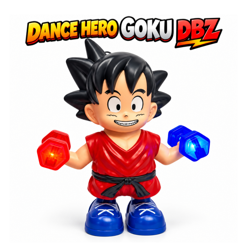 Brinquedo Goku Dance Hero Dragon Ball Z com Luz Som Movimento LED Infantil Vegeta Majin Boo DBZ