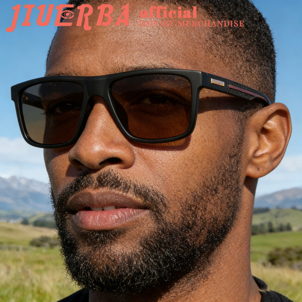 (JIUERBA) Euro-American New Arrival Polarizado Quadrado Premium Óculos De Sol Com Armação Amigável À Pele Unissex Para C