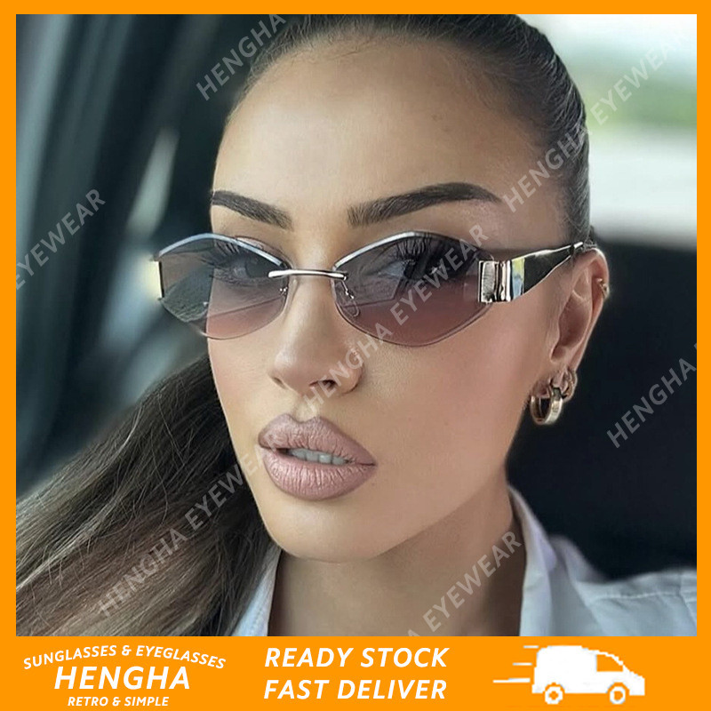 (HENGHA) Óculos De Sol Euro-American Retro Rimless Small Polygon Trendy New Arrival Unissex , UV400 Para Dirigir Masculi