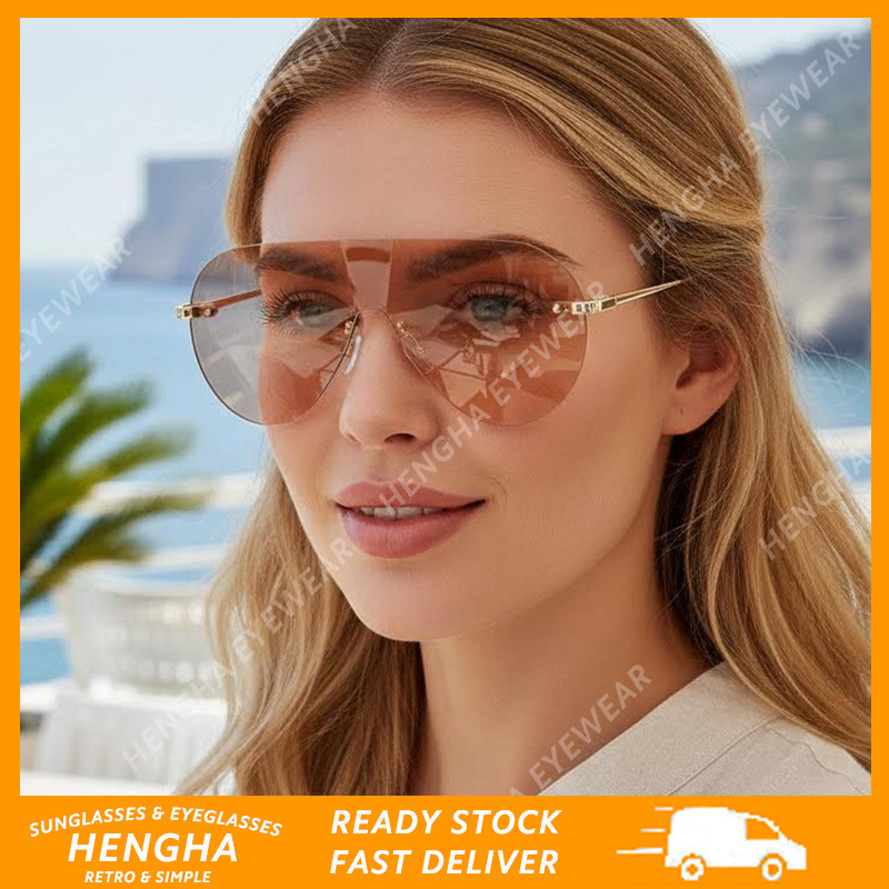 (HENGHA) Óculos De Sol Euro-American New Arrival Sem Aro E Grandes Com Lentes De Uma Peça Para Mulheres , UV400 Ela Stre