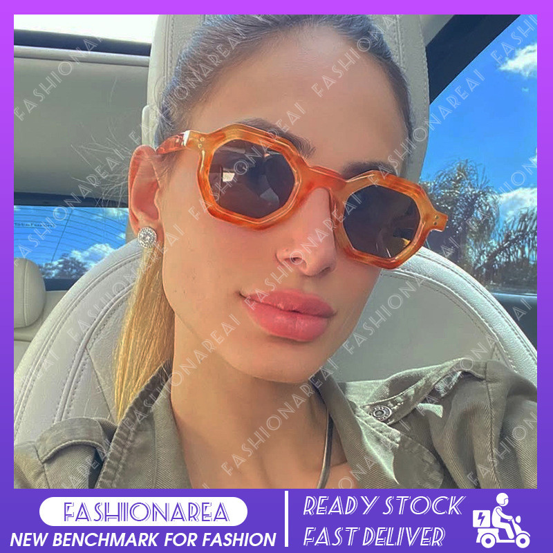 (FASHIONAREA) Óculos De Sol Euro-American New Arrival Poligonal Retro Small Frame UV400 Unissex , Com Proteção 100 % UV