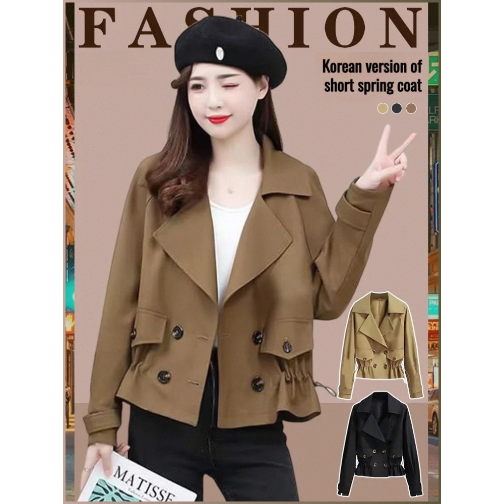 【Conforto e Estilo】🌟 New Arrival 🌟 Jaqueta Curta Feminina/Trench Coat Casual/Moda/Outono/Inverno/Para Mulheres