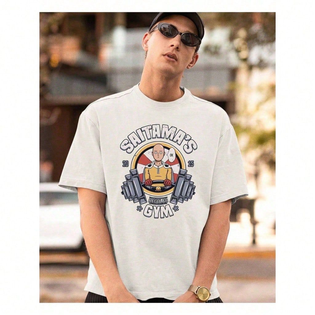 Camiseta Anime Saitama Treino Academia Gym One Punch Man