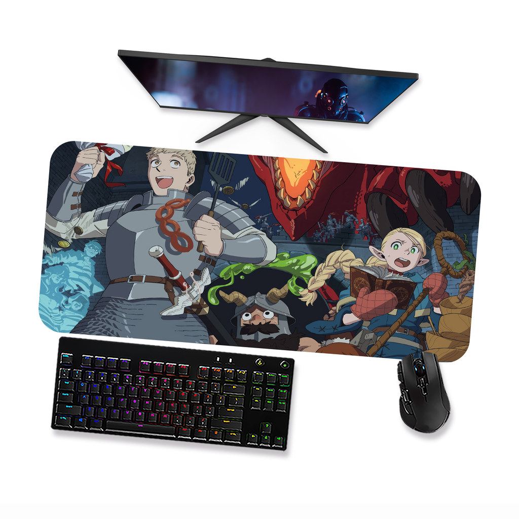 Mousepad Dungeon Meshi PARTY  Gamer Grande 90x40 70x30 Speed Antiderrapante Borda Costurada OP1