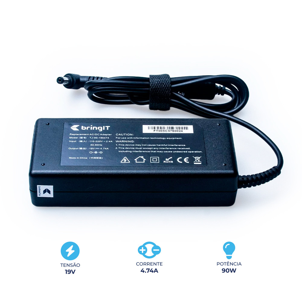 Fonte Carregador para Notebook Positivo Premium N8145 19V 4.74A 90W