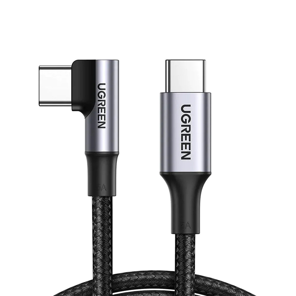 Ugreen USB-C 2.0 Male To Angled USB-C 2.0 Male 5A Data Cable(90°Angle) 1M