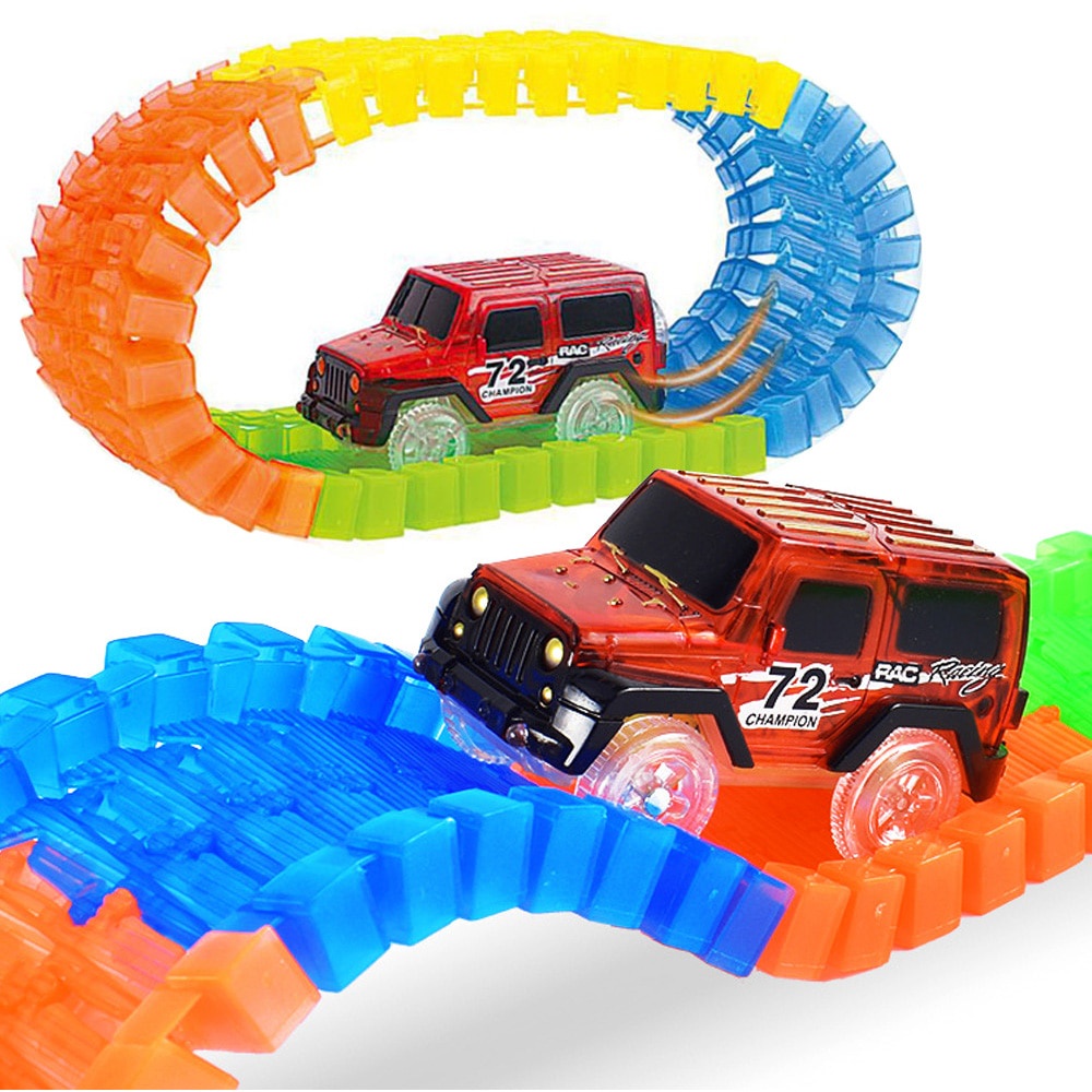 80-400pcs Glowing Tracks Gow in the dark Rail Car Toys Diecasts & Vehicles Racing Track Car Toys for Children Kids Gift