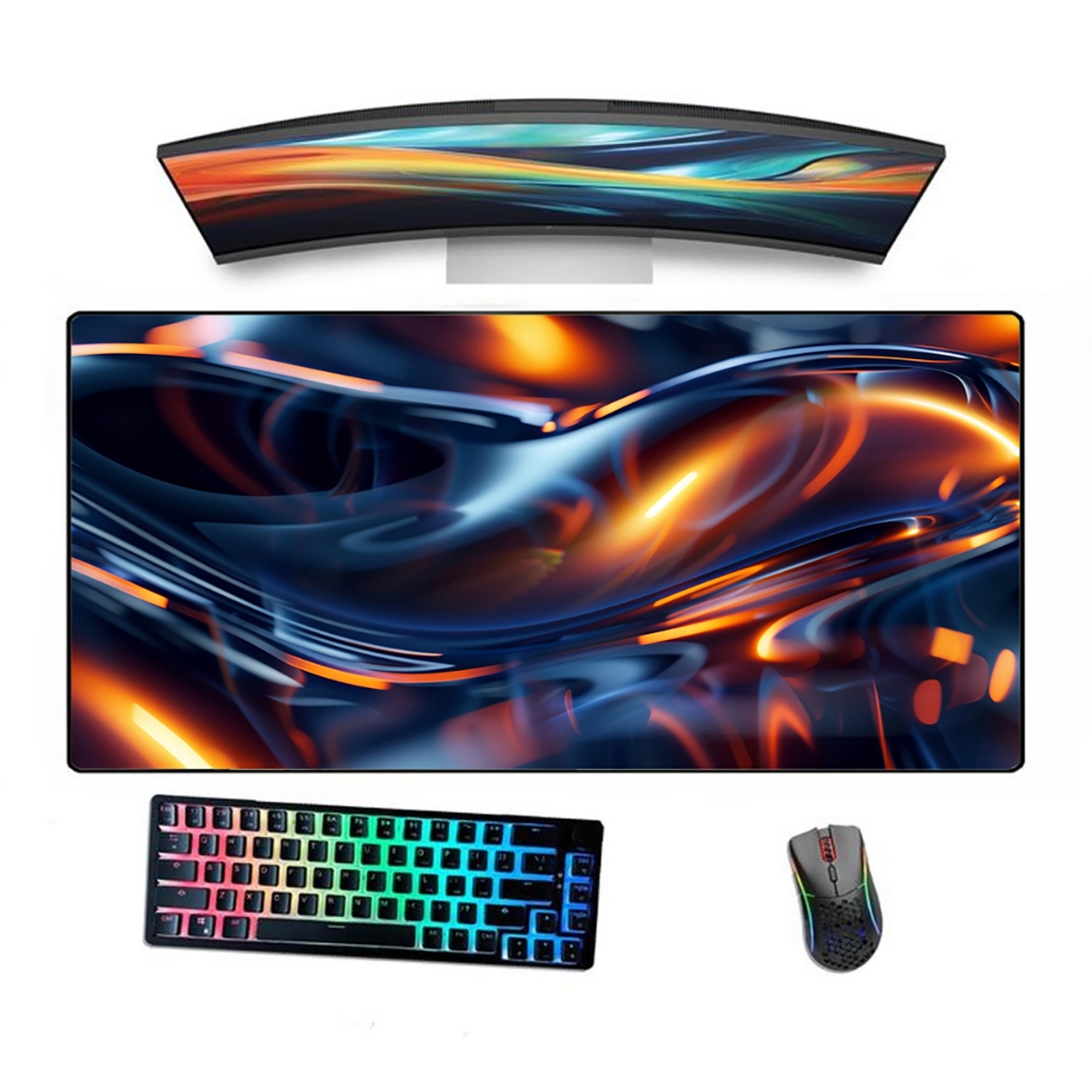 Mousepad Gamer Speed Borda Costurada Estampado Abstract Luzes