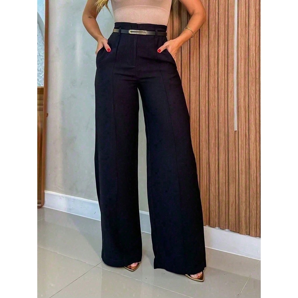 A-Lows A&L  Calca pantalona   Alfanteria  Com  Anel Fino e  Risco Reto Plus Size (48 AO 58 )
