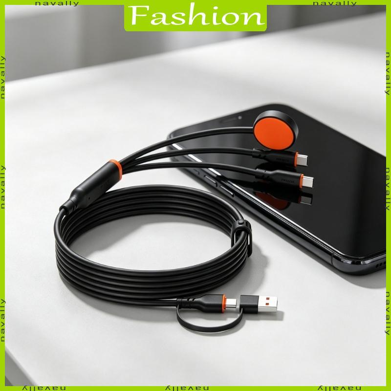 100W USB A/C to Double Type C Charging Cable with Watch Charging Cord