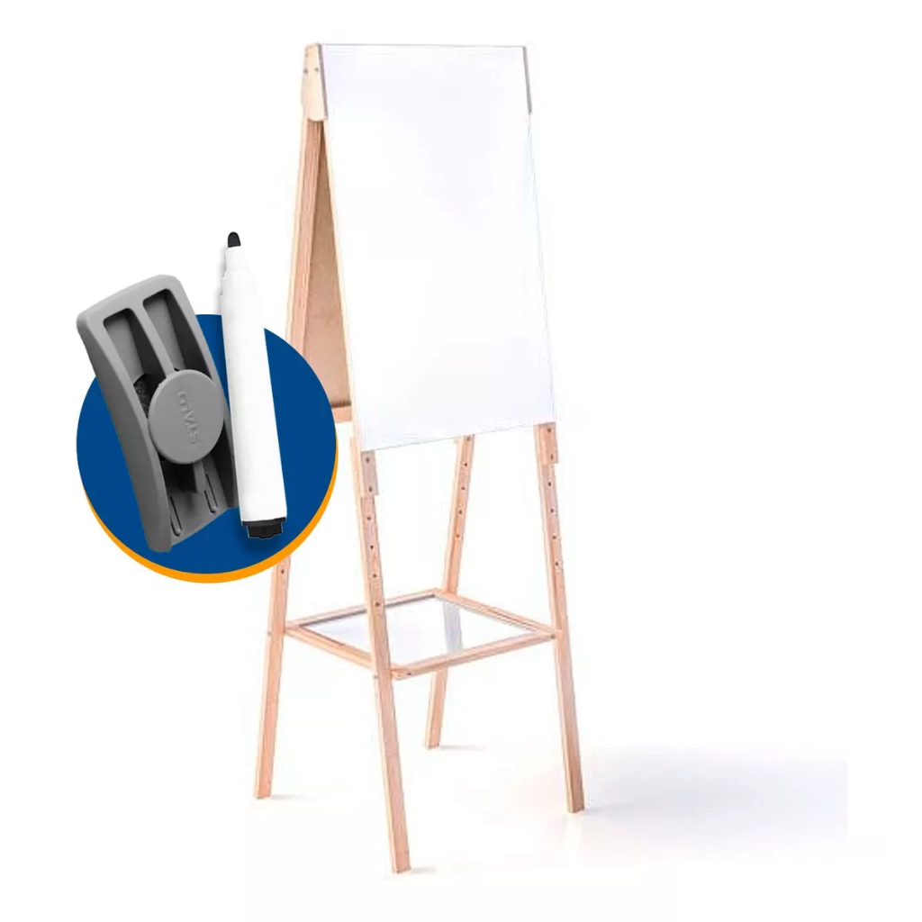 Cavalete Flip Chart 87x56 Lousa 2 em 1 Compact + Caneta Marcador + Apagador