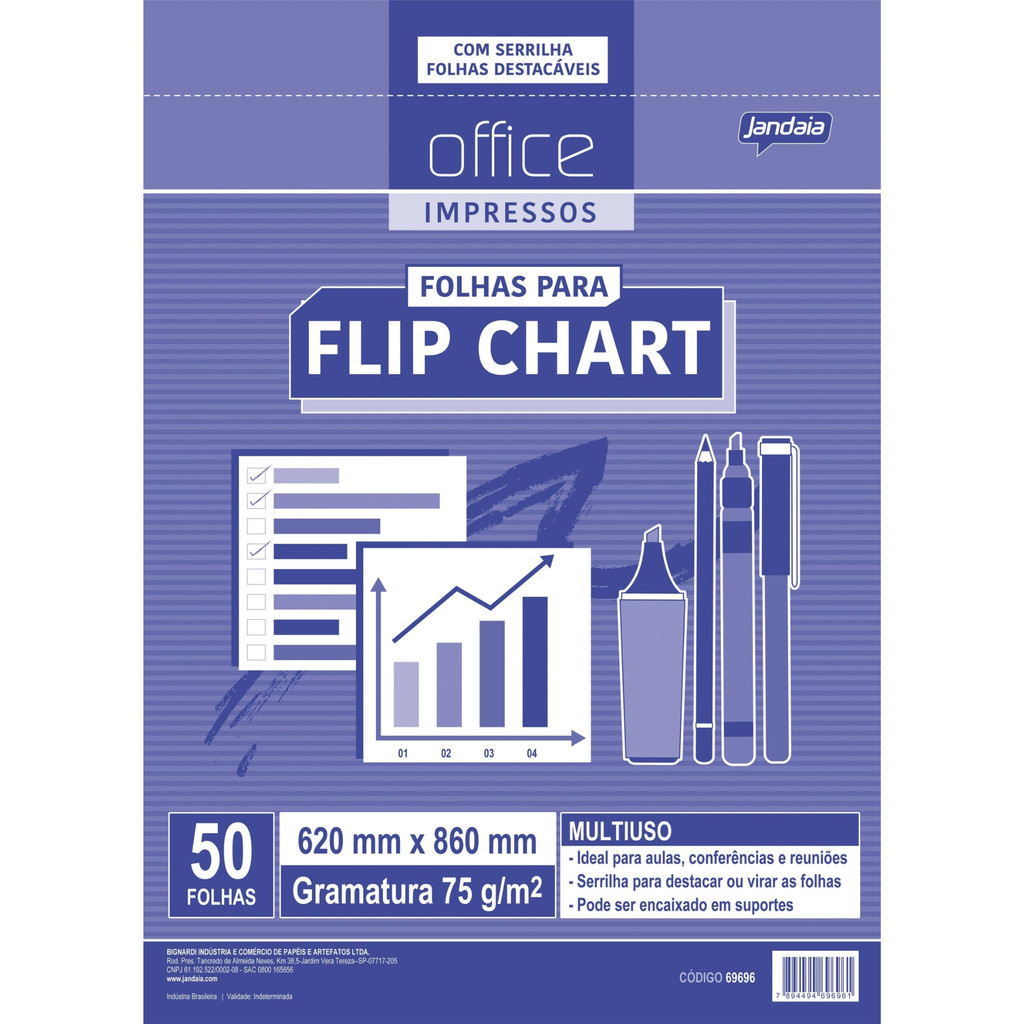 PAPEL FLIP CHART 620X860 75G 50FL OFFICE