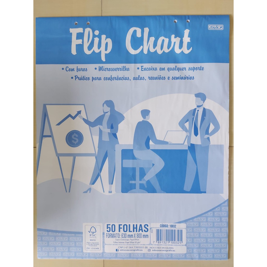 Bloco para flip chart Animativa 63g 630X800mm 50 folhas