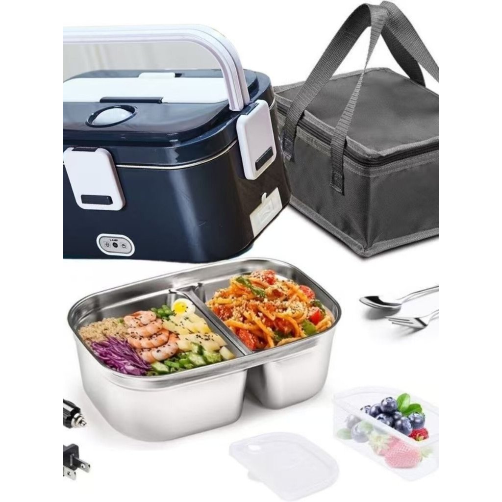 [Spot Goods] 1.8L Large-capacity dual-use electric heating lunch box for home and car use80w Plug-in heated compartmenta
